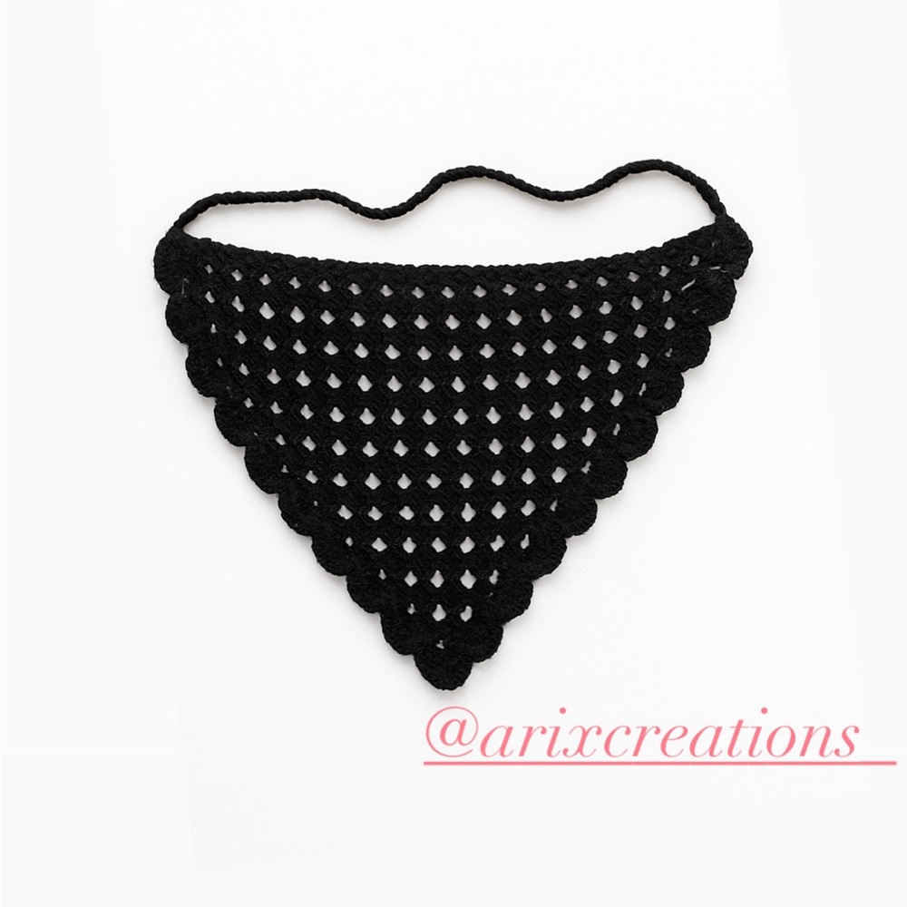 Black Crochet Bandana